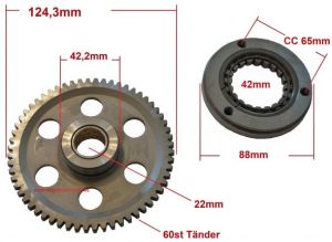 Startkoppling 88mm - Startdrev 124,3mm