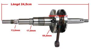 Vevaxel 24,5cn 2-Takt