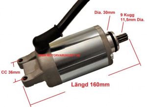 Startmotor  CC 36mm / 9 Kugg / 160mm